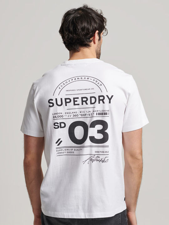 Superdry T-shirt Bărbătesc cu Mânecă Scurtă Alb