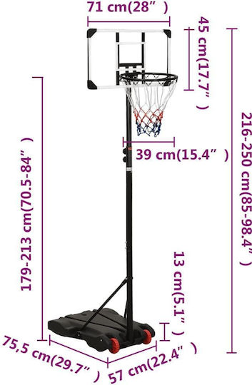vidaXL Μπασκέτα με Ταμπλό 71 x 45εκ. και Διχτάκι