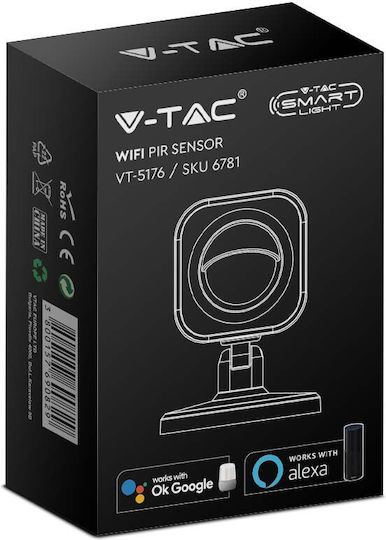 V-TAC Kabelloser Wi-Fi Bewegungsmelder Überwachung 120° Erkennungswinkel 8m
