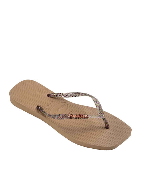Square Logo Metallic Flip Flops