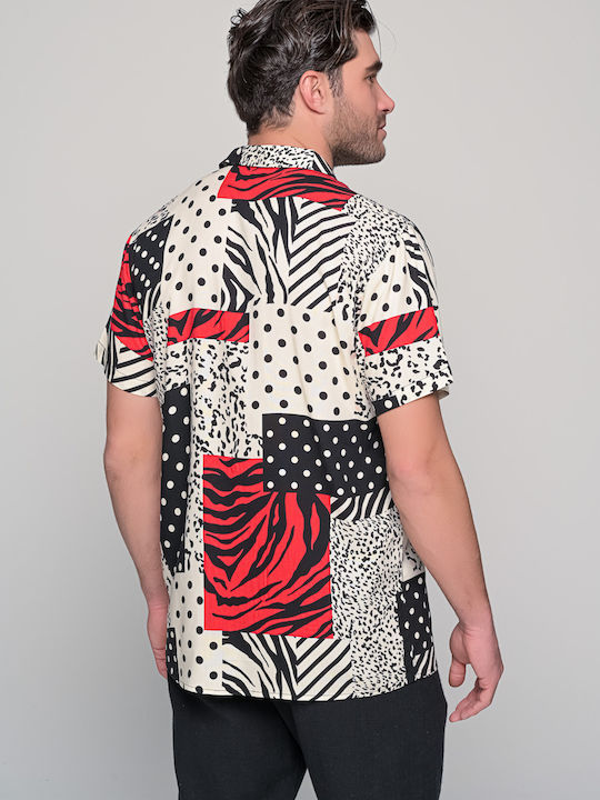 Leopard 0738 Κοντομάνικο Πουκάμισο White/Red