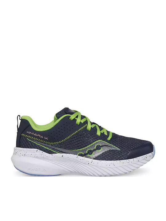Kinvara 14 Kids Sports Shoes Running with Laces Navy Blue / Classic Green