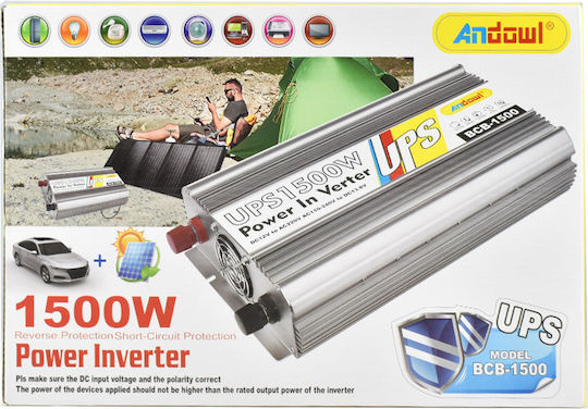 Andowl Inverter Αυτοκινήτου Τροποποιημένου Ημιτόνου 1500W για Μετατροπή 12V DC σε 220V AC