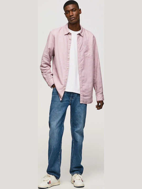 Parker Langärmeliges Herrenhemd in Normale Passform Rosa Bleach