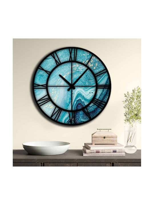 Wall Clock Plastic Black/Blue Ø50cm