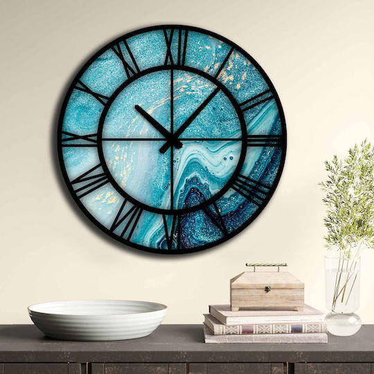 Wallity Стенен часовник Пластмаса Black/Blue Ø50см