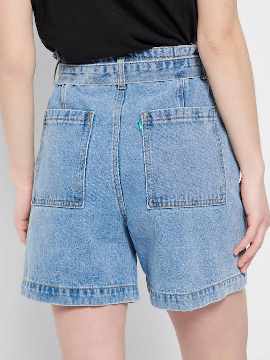 Funky Buddha FBL007-19903 Women's Jean High-waisted Shorts Blue