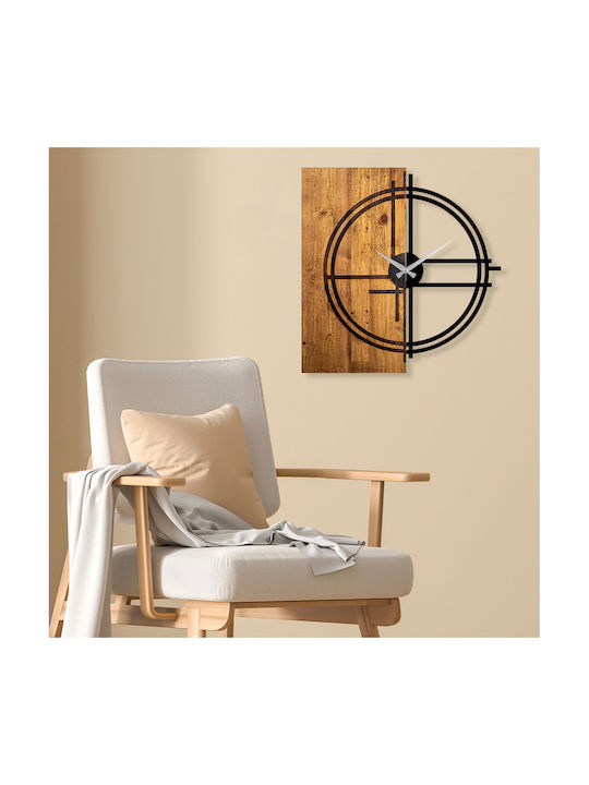 3D Wall Clock Wooden Brown Ø58cm