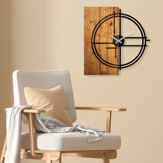 Wallity 3D Ρολόι Τοίχου Ξύλινο Καφέ 58x56cm