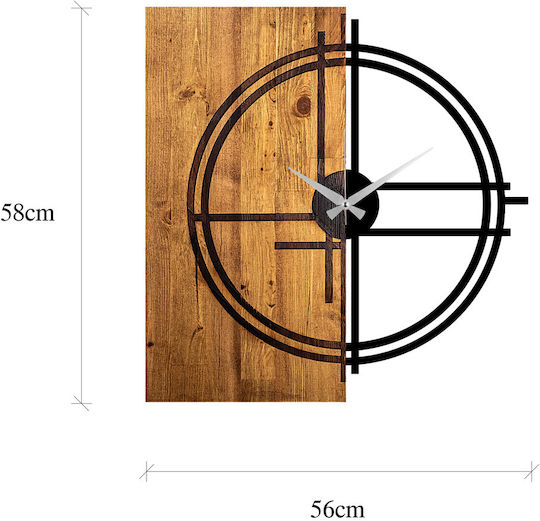 Wallity 3D Wall Clock Wooden Brown 58x56cm