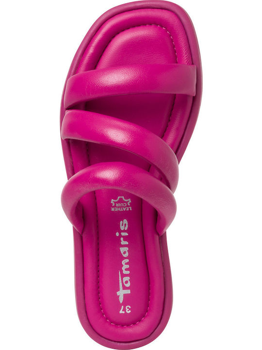 Leder Flache Sandalen für Damen in Fuchsie Farbe