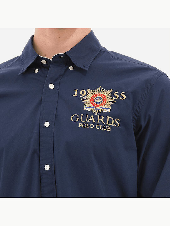 Long-sleeved Cotton Shirt Navy Blue