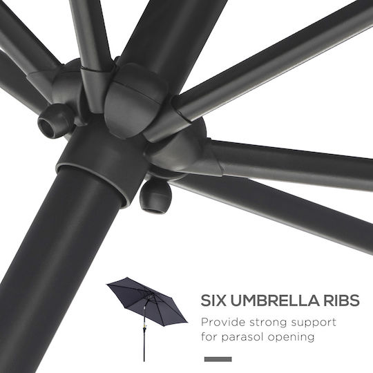 Umbrelă Rotundă Metalică Gri Φ2.7xÎ2.35m