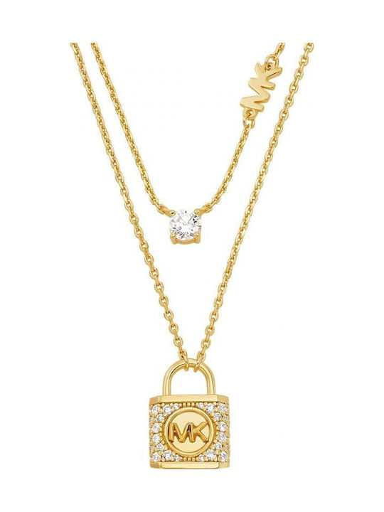Michael Kors Premium Colier Dublu Din Argint Plăcut Cu Aur