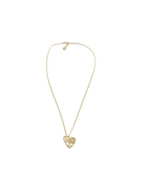 Prince Silvero Necklace with design Heart from Gold Plated Silver with Zircon