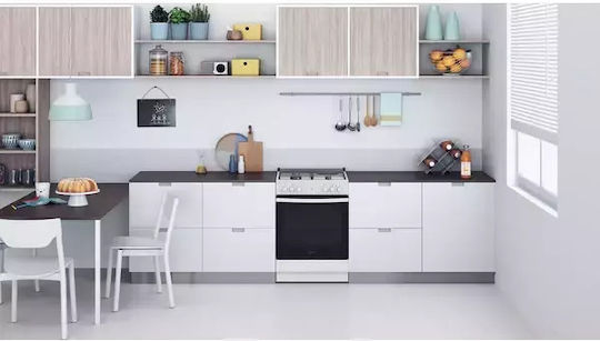 Indesit Herd 73Es mit Gas- & Elektrokochfeldern B60cm. White