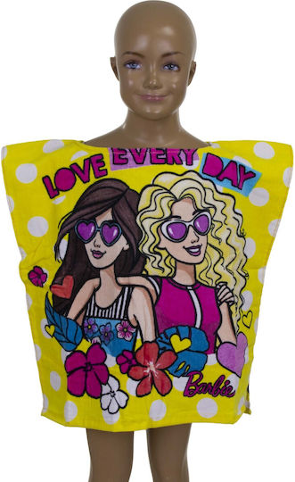 Mattel Love Every Day Παιδικό Πόντσο Θαλάσσης Barbie Κίτρινο 100 x 50εκ.