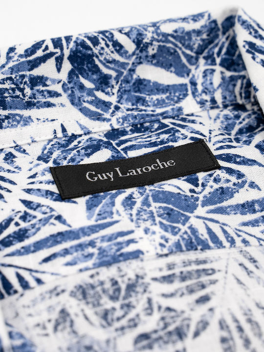 Guy Laroche Men's Shirt Short Sleeve Floral Blue