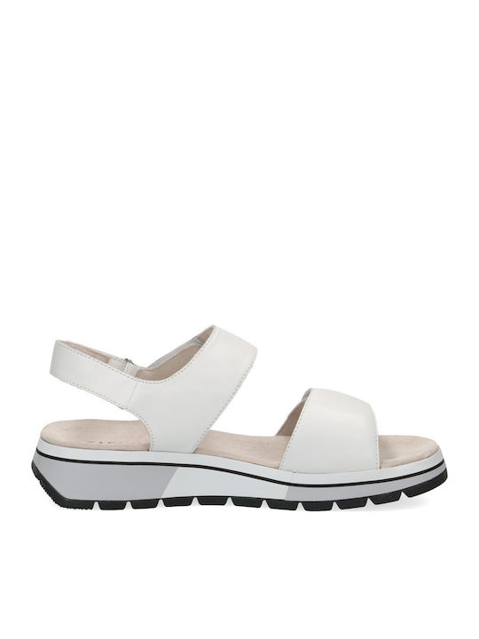 Leather Women's Flat Sandals Anatomic in White Color
