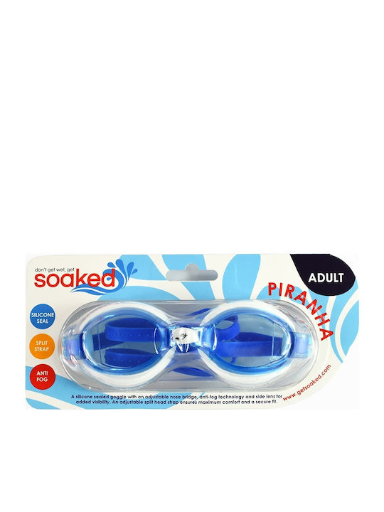 About Soaked Piranha Adults Swimming Goggles with Anti-Glare Lenses Blue