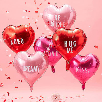 Set of 6 Foil Heart Balloons with Stickers - Valentine's - Gingerray