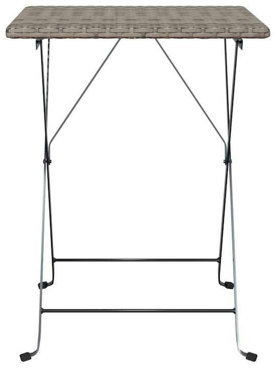 vidaXL Hilfstisch für Kleine Außenbereiche Zusammenklappbar Rattan mit Metallrahmen Grau 55x54x71cm