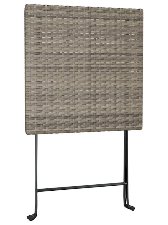 vidaXL Hilfstisch für Kleine Außenbereiche Zusammenklappbar Rattan mit Metallrahmen Grau 55x54x71cm