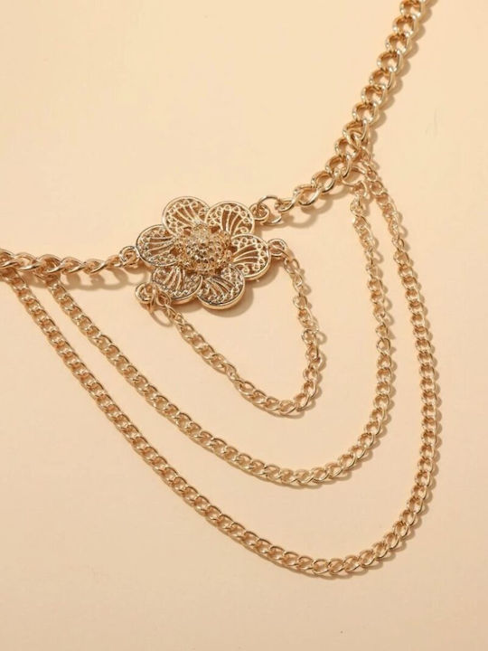 Famous Shoes Damen Armband Handschellen mit Design Blume aus Stahl Vergoldet