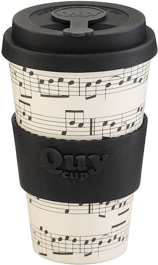 QuyCup Opera Κούπα Μπαμπού με Καπάκι Λευκή 400ml