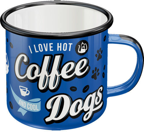 Nostalgic Art PfotenSchild - Hot Coffee & Cool Dogs Κούπα Εμαγιέ Μπλε 360ml