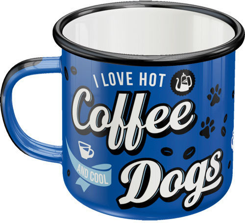 Nostalgic Art PfotenSchild - Hot Coffee & Cool Dogs Κούπα Εμαγιέ Μπλε 360ml