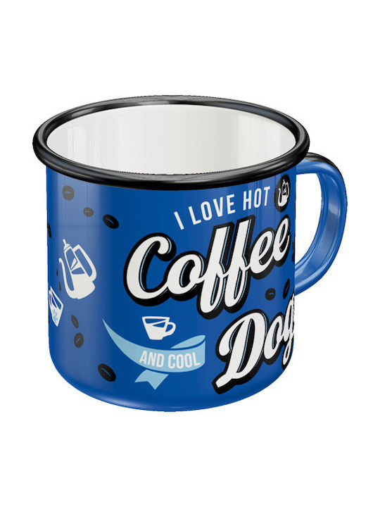 Nostalgic Art PfotenSchild - Hot Coffee & Cool Dogs Mug Enamel Blue 360ml