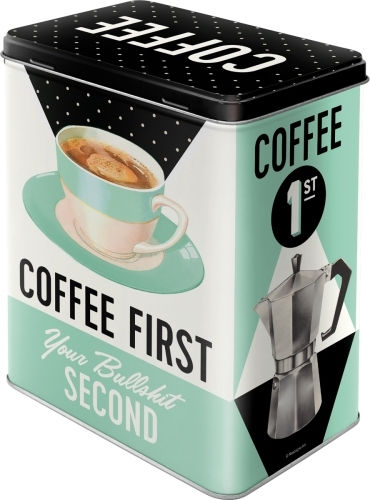 Nostalgic Art Großes Coffee First Box Kaffee mit Deckel Metallisch Weiß 10x14x20cm