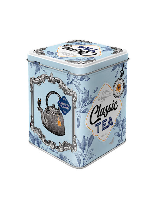 Nostalgic Art Classic Home Country Cable Stripping Box Tea with Lid Metallic In Blue Colour 7.5x9.5x7.5cm 1pcs