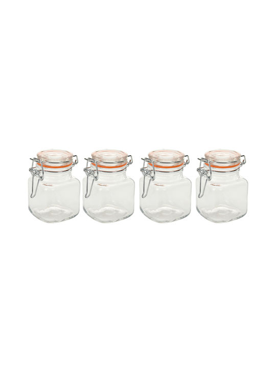 Click Vase General Use with Airtight Lid Glass 32x5x9cm 4pcs