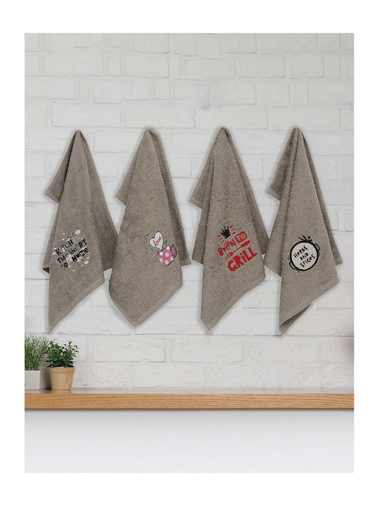 Palamaiki Towel made of 100% Cotton in Gray Color 40x60cm 4pcs