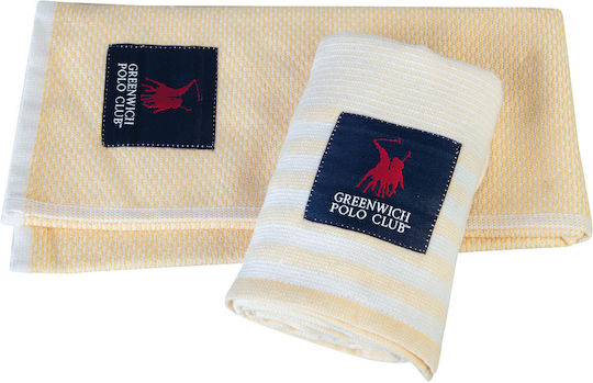 Greenwich Polo Club 2708 Towel from 100% Cotton Yellow - White 60x40cm 2pcs Greenwich Polo Club 2708 Towel from 100% Cotton Yellow - White 60x40cm 2pcs