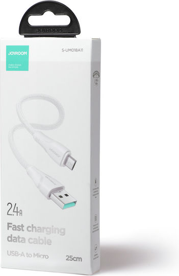 Joyroom S-UM018A11 0.25m Braided USB 2.0 to micro USB Cable White