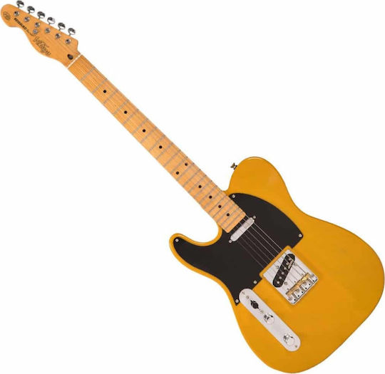 Vintage V52 ReIssued Elektrische Gitarre für Linkshänder Telecaster mit SS Tonabnehmerkonfiguration Butterscotch