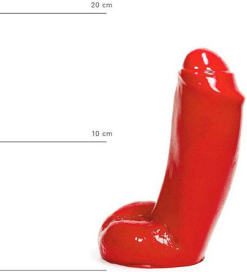 All Black Ρεαλιστικό Dildo με Όρχεις Κόκκινο 18cm