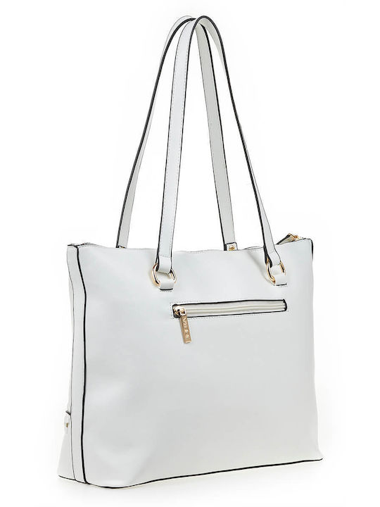 Verde Women's Bag Shopper Shoulder White