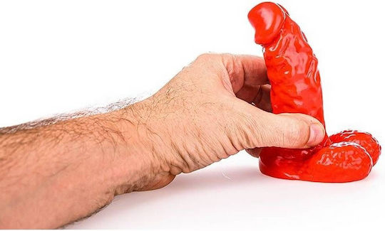 All Black All Red Hose Ρεαλιστικό Dildo με Όρχεις Κόκκινο