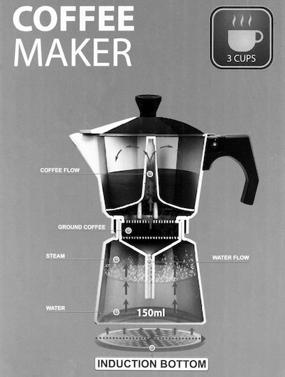 Maestro Μπρίκι Espresso 3cups Μαύρο