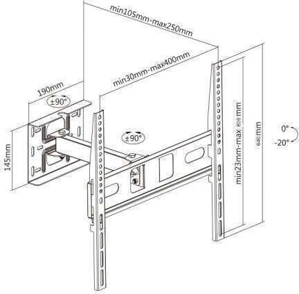 Bracket LCD16-1 Βάση Τηλεόρασης Τοίχου με Βραχίονα έως 65" και 25kg