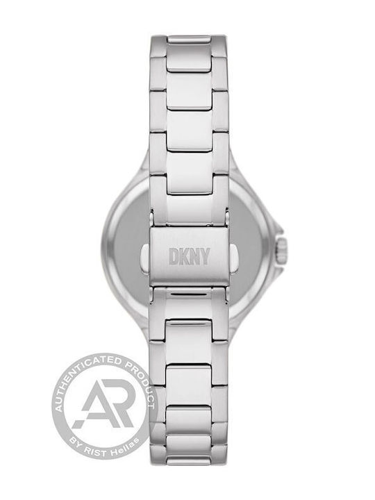 DKNY Chambers Γυναικείο Ρολόι 34mm Μπαταρίας με Ασημί Μεταλλικό Μπρασελέ