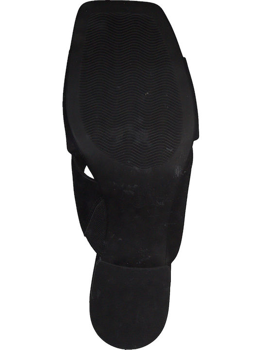 Chunky Heel Mules Black