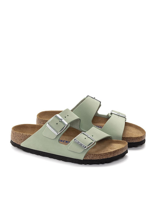 Arizona Leather Women's Flat Sandals Anatomic in Green Color Narrow Fit