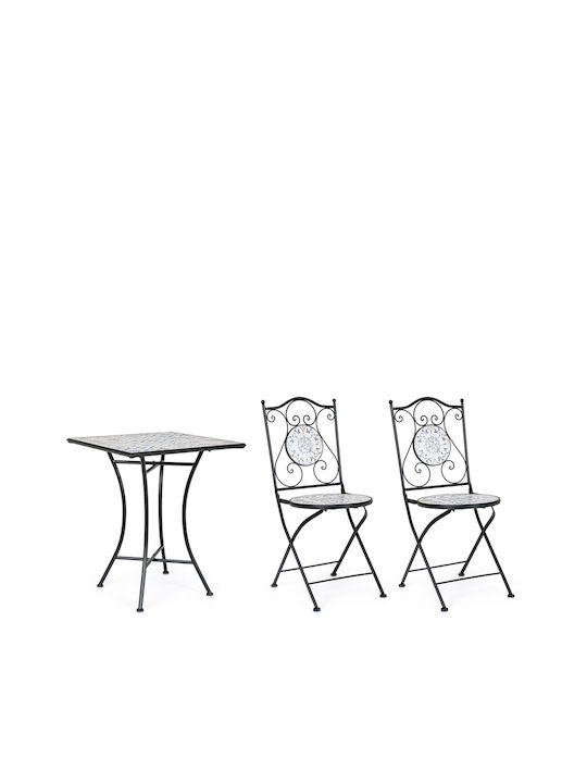 Set Sala De Mese Pentru Spații Exterioare Mici Erice 3 Piese Negru
