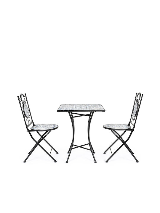Set Sala De Mese Pentru Spații Exterioare Mici Erice 3 Piese Negru