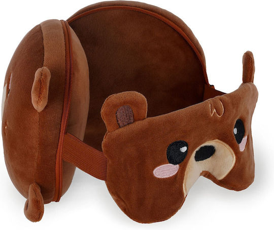 Legami Milano My Travel Buddy Travel Set Pillow and Mask for Kids 16x16cm Brown